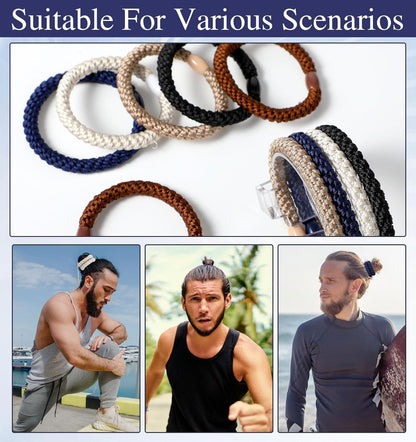 Mens Hair Ties, 10 Pack Hair Ties for Men Guys with Smooth Beads (Multicolor) V1259-DP01-G-00048