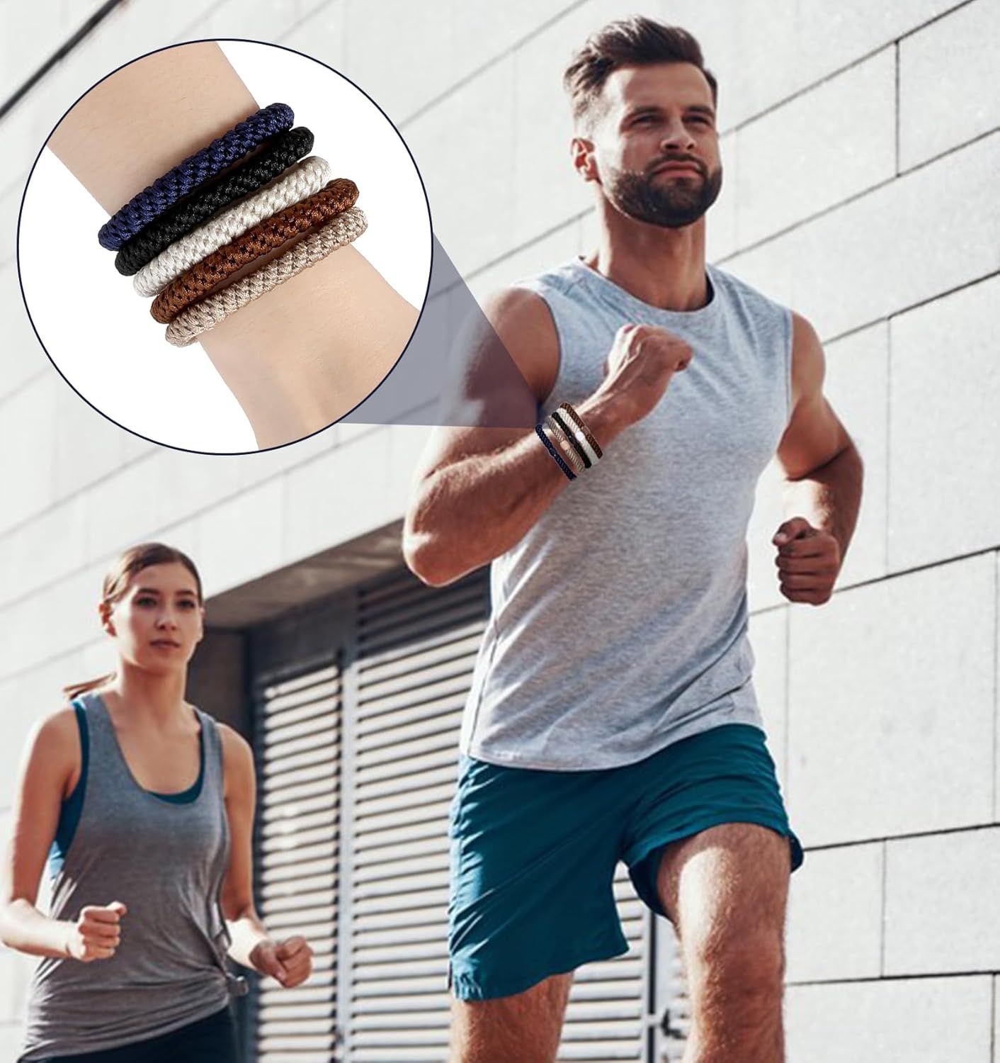 Mens Hair Ties, 10 Pack Hair Ties for Men Guys with Smooth Beads (Multicolor) V1259-DP01-G-00048