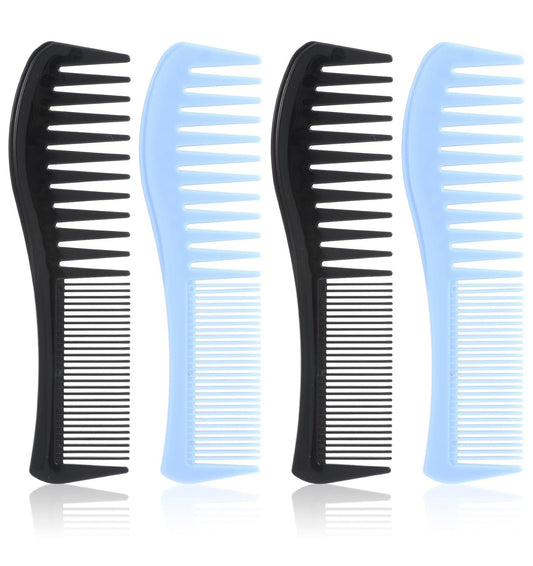 4 Pcs Boys Comb, 2-In-1 Plastic Comb, Wide and Fine Double Tooth Black Combs & Blue Combs for Men, Women All V1259-DP01-G-00049