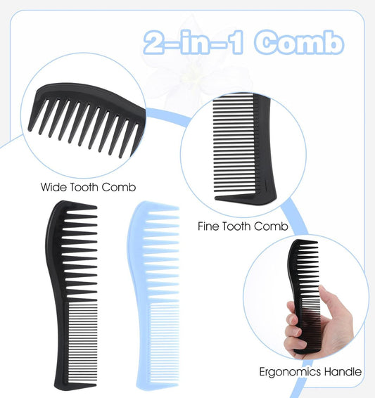 4 Pcs Boys Comb, 2-In-1 Plastic Comb, Wide and Fine Double Tooth Black Combs & Blue Combs for Men, Women All V1259-DP01-G-00049