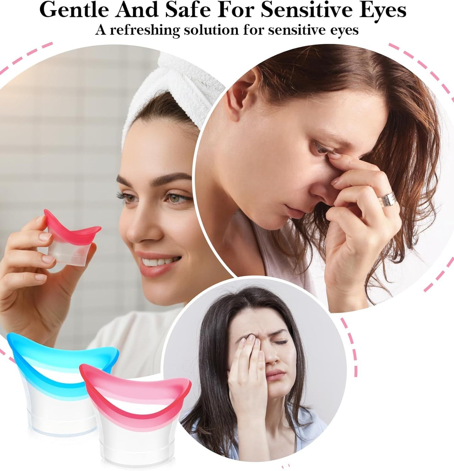 4 Pcs Eye Wash Cup, Eye Cups for Eyes Wash Silicone Eyes Cleansing Cups for Quick & Effective Rinse, Portable V1259-DP01-G-00054