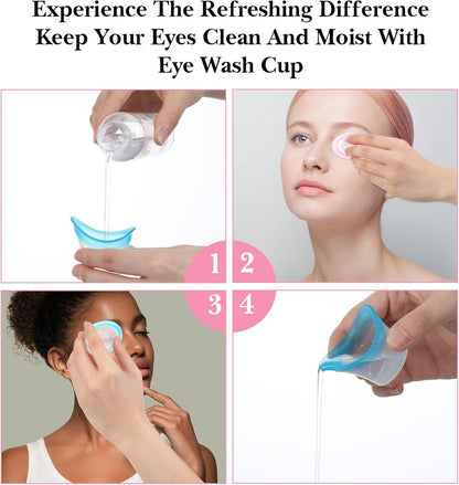 4 Pcs Eye Wash Cup, Eye Cups for Eyes Wash Silicone Eyes Cleansing Cups for Quick & Effective Rinse, Portable V1259-DP01-G-00054