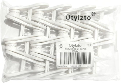 20 Pcs Multi-Purpose Clips for Hangers, White Clothes Hanger Clips, Standard Plastic Hanger V1259-DP01-G-00059