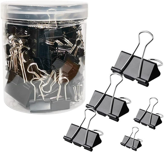 120Pcs Binder Clips Assorted Size, Office Clips with Clear Storage Container, Bulldog Clips, Paper Clips, V1259-DP01-G-00063
