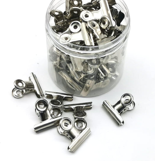 48PCS Bulldog Clips Silver 1.25 Inches,Mini Binder Clips,Metal Paper Clips with Transparent Storage Box,Hinge V1259-DP01-G-00064