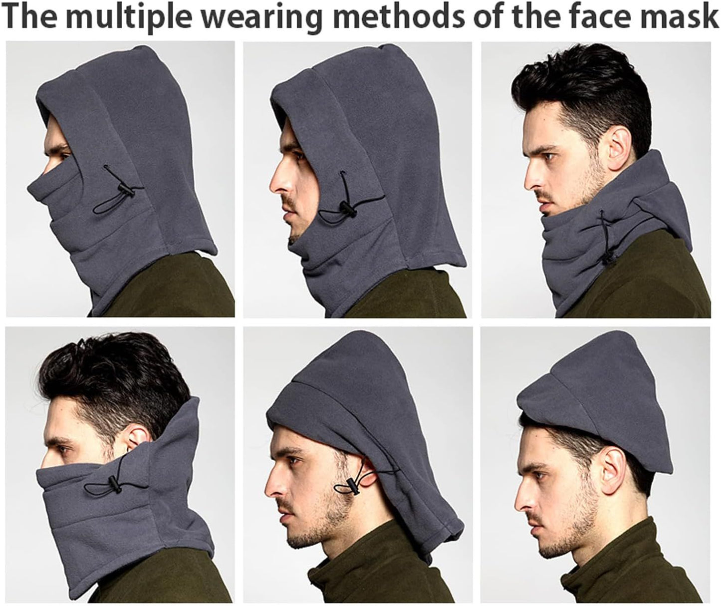 Breathable Adjustable Hat, Winter Balaclava, Ski Mask with Thick Warm Fleece Face Cover for Snowboarding, V1259-DP01-G-00066
