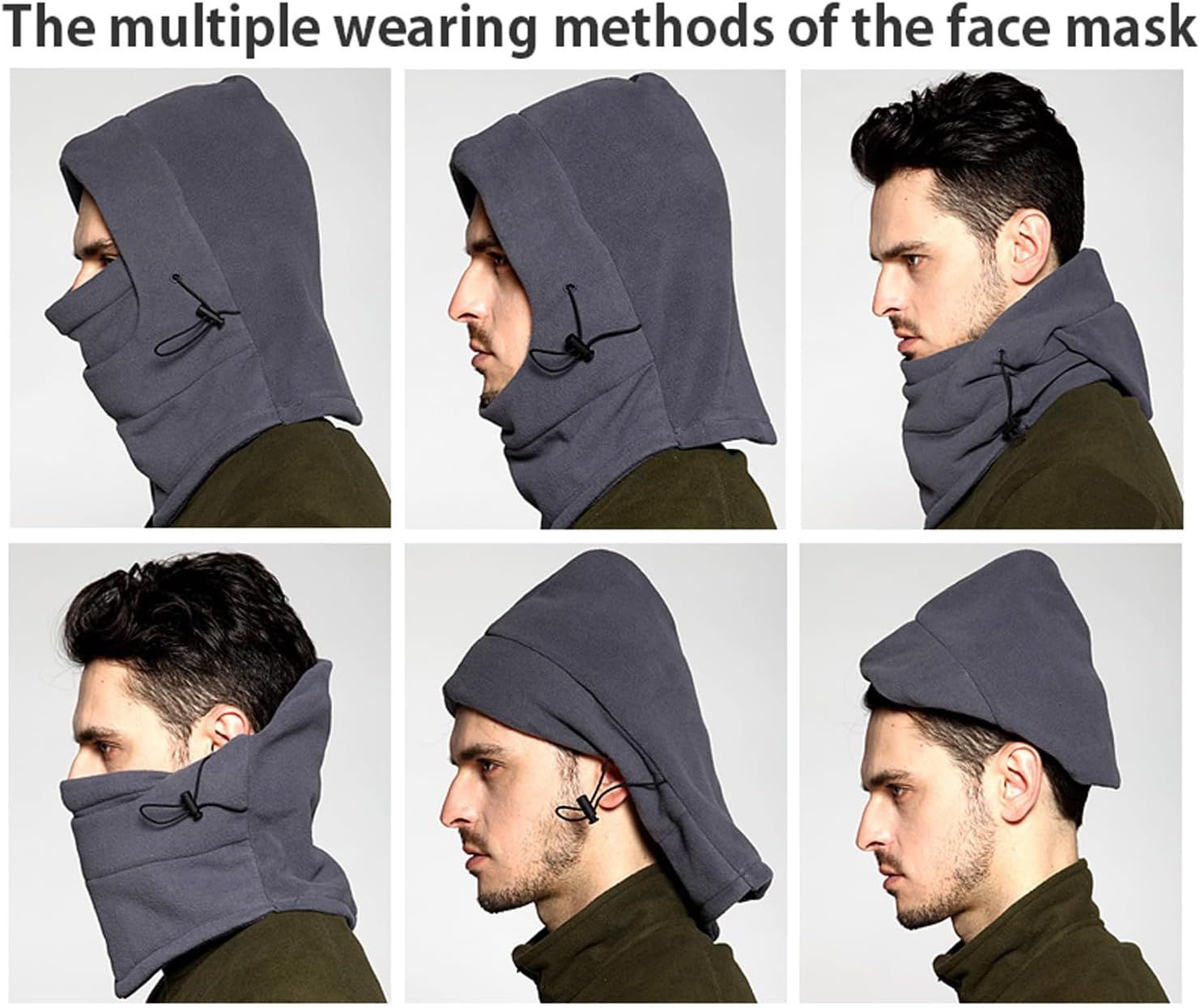 Breathable Adjustable Hat, Winter Balaclava, Ski Mask with Thick Warm Fleece Face Cover for Snowboarding, V1259-DP01-G-00066