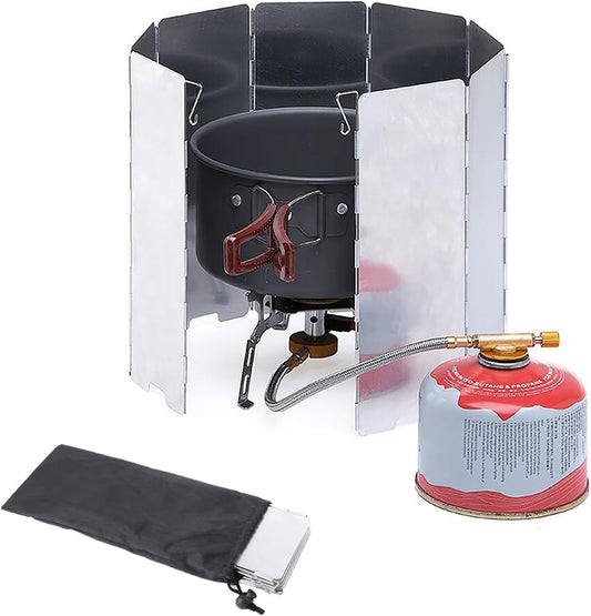 Outdoor Stove Windscreen Ultra light Aluminum foldable Camping Stove Windshield with Carrying bag for Butane V1259-DP01-G-00067