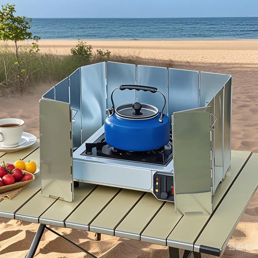 Outdoor Stove Windscreen Ultra light Aluminum foldable Camping Stove Windshield with Carrying bag for Butane V1259-DP01-G-00067