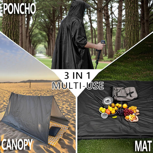 Waterproof Lightweigh Hooded Rain Poncho Raincoat Jacket for Men Women Rain Coat with Pocket Adult Outdoor V1259-DP01-G-00068