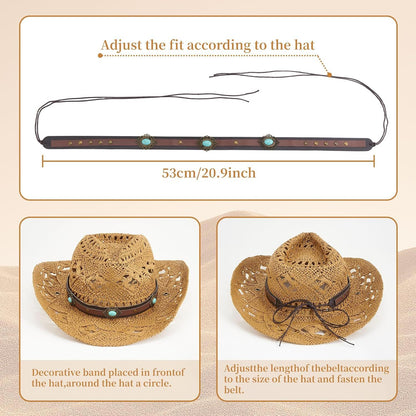 Cowboy Hat Bands for Women Men Hat Bands Western Hat Belts Rural Classical Mexican Turquoise Hatbands V1259-DP01-G-00075