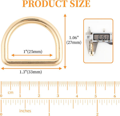 Metal D Ring,Heavy Duty Welded Solid D Rings for sewing,Purse Making Supplies,Backpacks,Webbing Straps V1259-DP01-G-00078