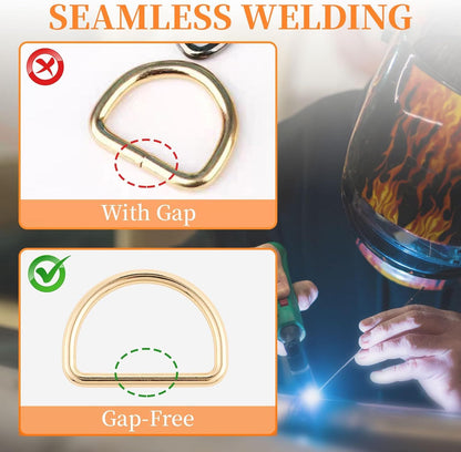 Metal D Ring,Heavy Duty Welded Solid D Rings for sewing,Purse Making Supplies,Backpacks,Webbing Straps V1259-DP01-G-00078
