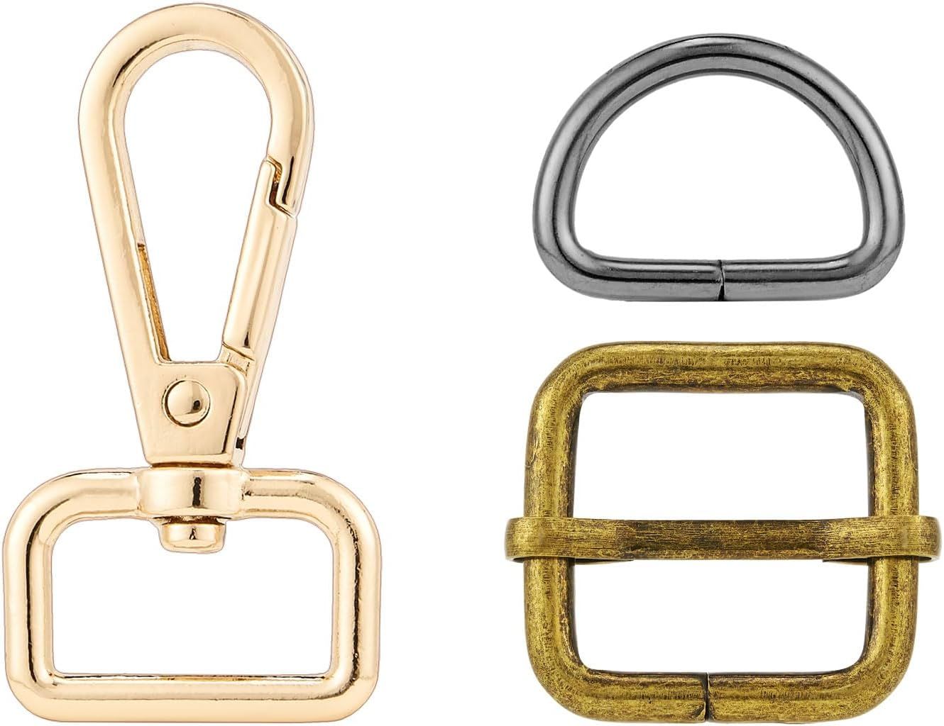Purse Hardware Heavy Duty Swivel Snap Hooks D Rings and Slide Buckles for Bag Making Handbag Craft V1259-DP01-G-00079