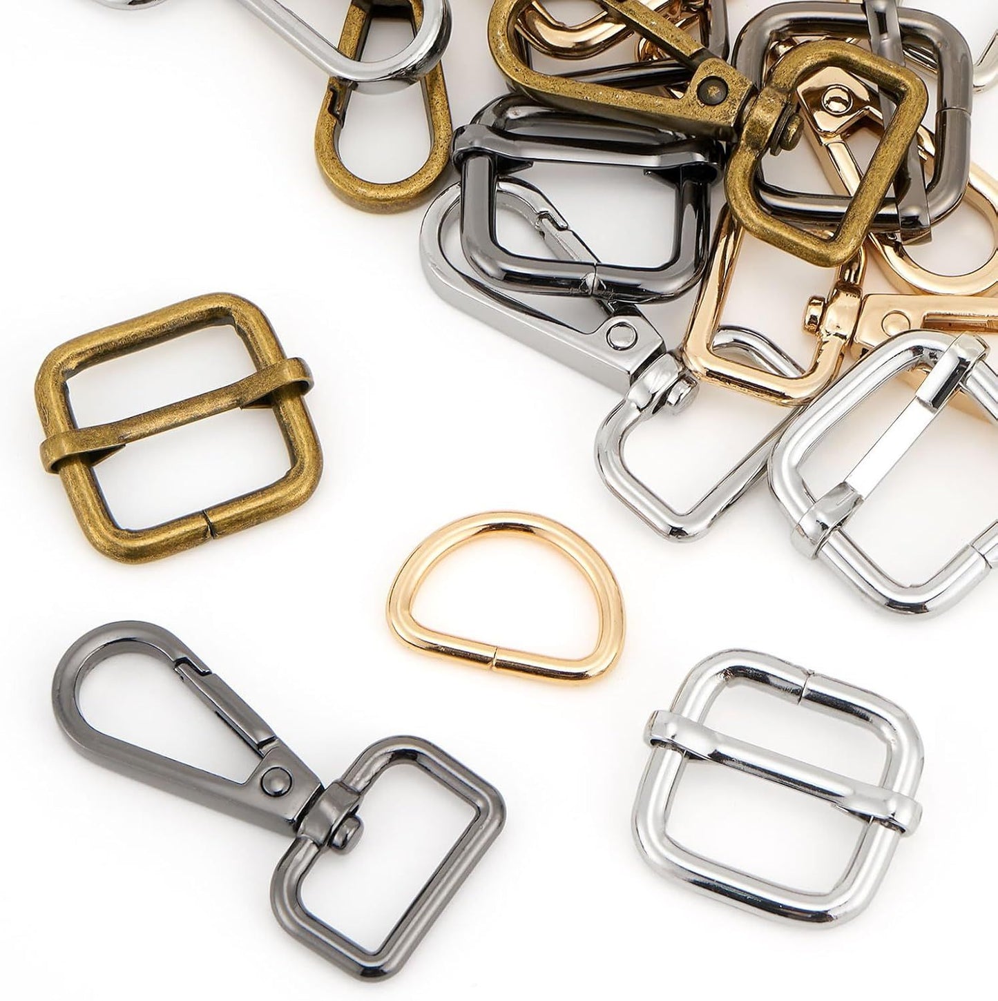 Purse Hardware Heavy Duty Swivel Snap Hooks D Rings and Slide Buckles for Bag Making Handbag Craft V1259-DP01-G-00079