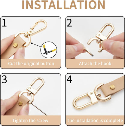 4pcs Detachable Snap Hook Swivel Clasp with Screw Bag Purse Strap Hardware Replacement,Gunmetal1 V1259-DP01-G-00084