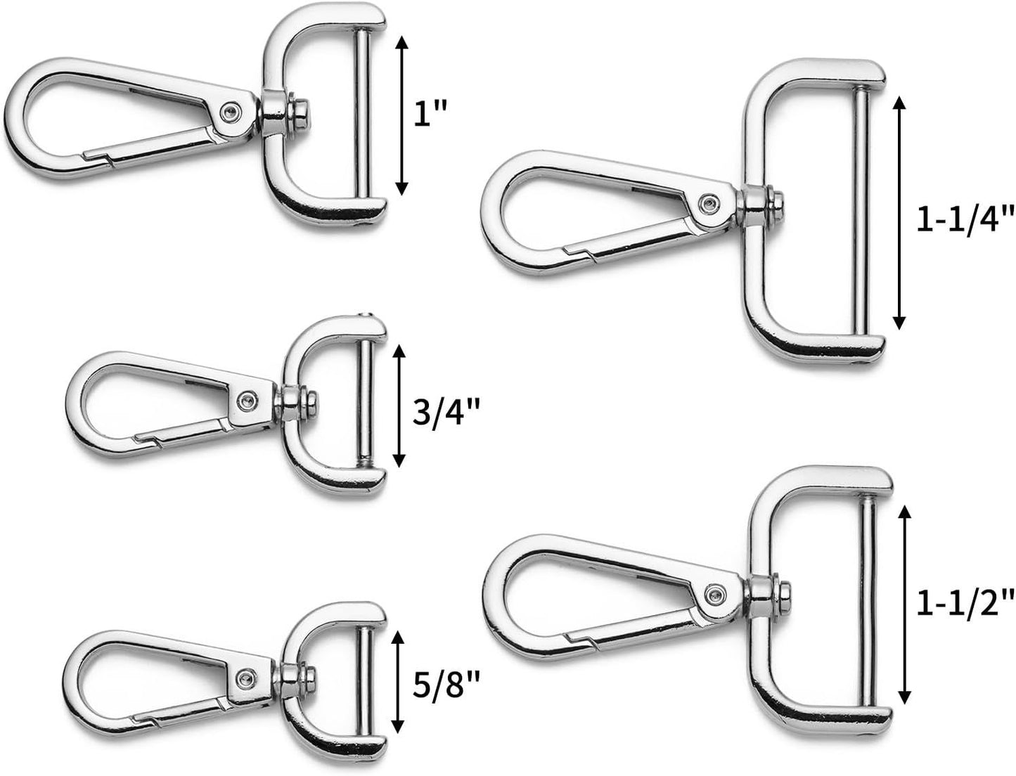 4pcs Detachable Snap Hook Swivel Clasp with Screw Bag Leather Strap Hardware Replacement,Silver5/8 V1259-DP01-G-00085