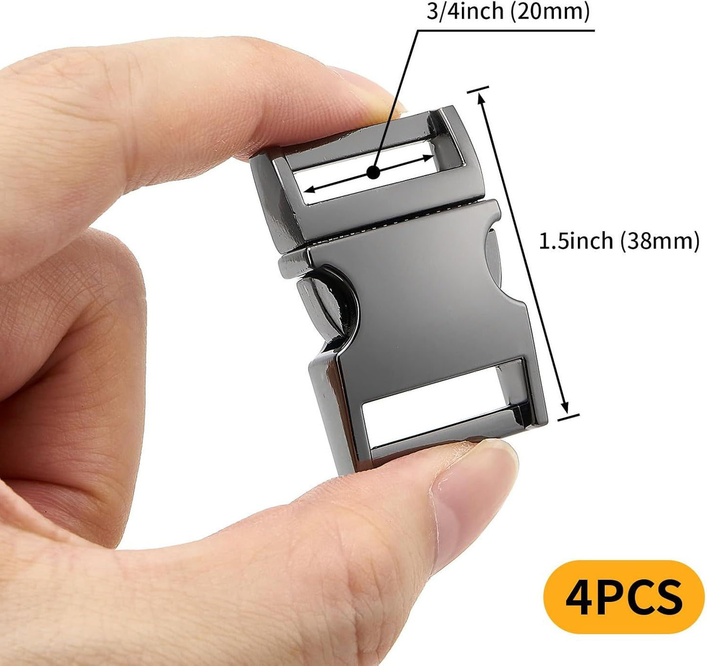 4Pcs Metal Side Release Buckle Clips for Straps Webbing Paracord Bracelet Dog Collar Backpack Belt V1259-DP01-G-00086