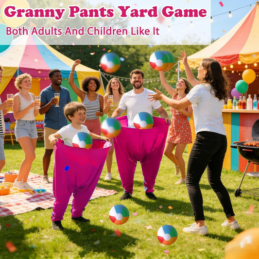 Granny Pants Yard Game Set Giant Outdoor Party Activity for Kids and Adults, Big Pants Ball Catching Set with V1259-DP01-G-00088