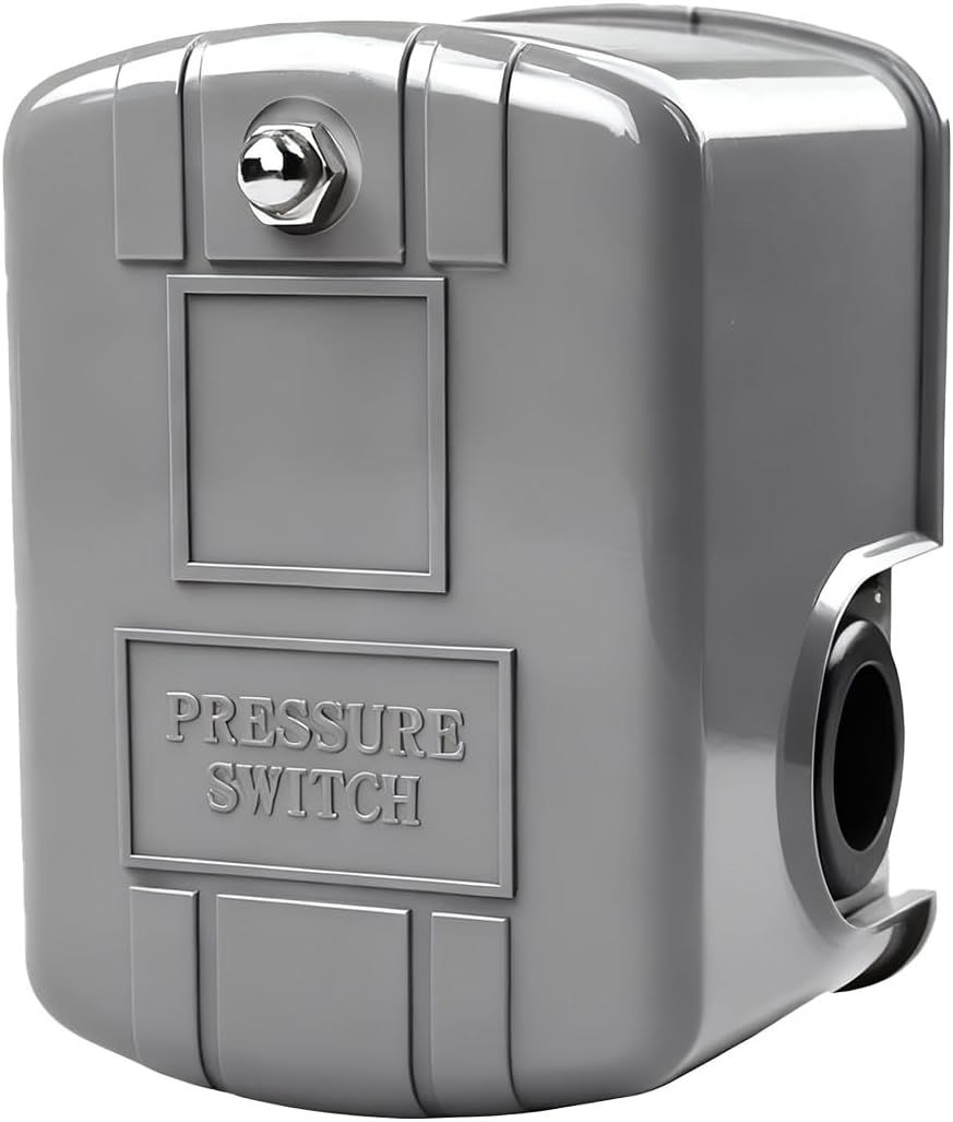Automatic Water Pump Pressure Switch 40-60 PSI, Adjustable Differential, 1/4" NPT Connection, Durable Grey V1259-DP01-G-00092