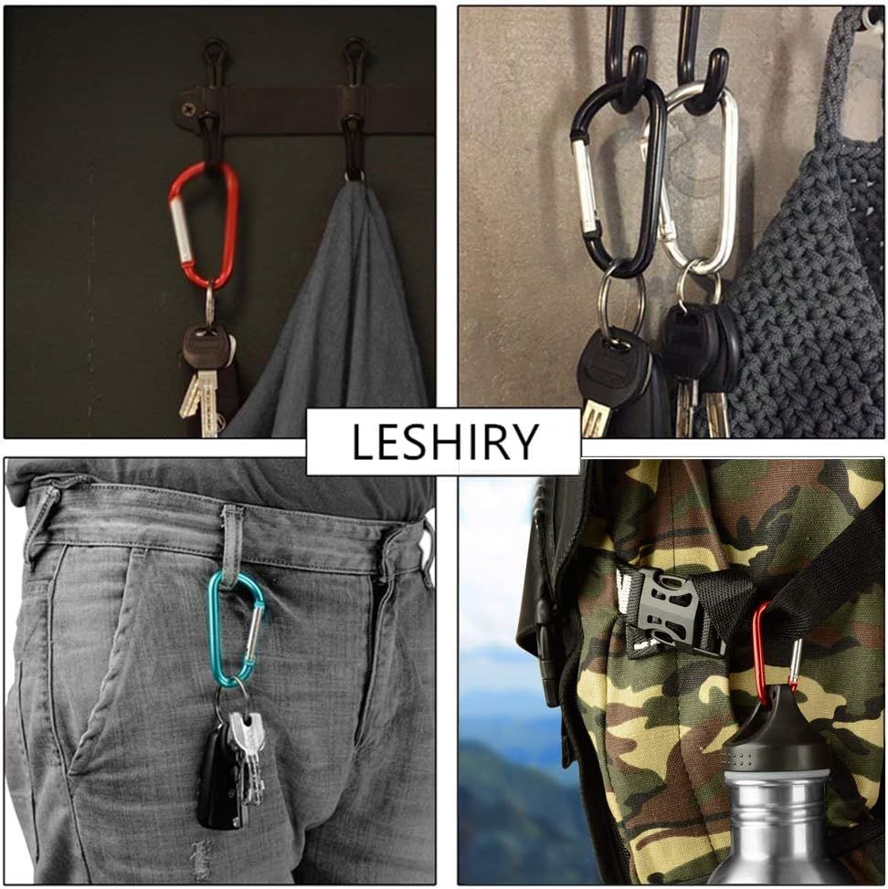 Large Carabiners Keychain 3" Aluminum D Shape Premium Durable D-Ring Carabiner Clip Hook Camping Accessories V1259-DP01-G-00094