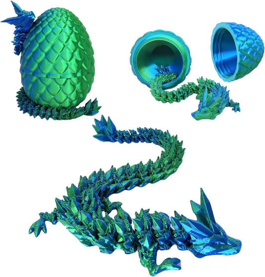 3D Printed Dragon Egg, 3D Printed Articulated Dragon Eggs with Dragon Inside, Crystal Dragon Fidget Toy, V1259-DP01-G-00098