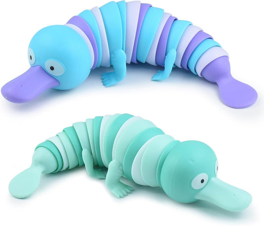 2 PCS Fidget Platypus Toys for Adults,3D Articulated Caterpillar Sensory Stress Relief Flexible Hand Toy, V1259-DP01-G-00120