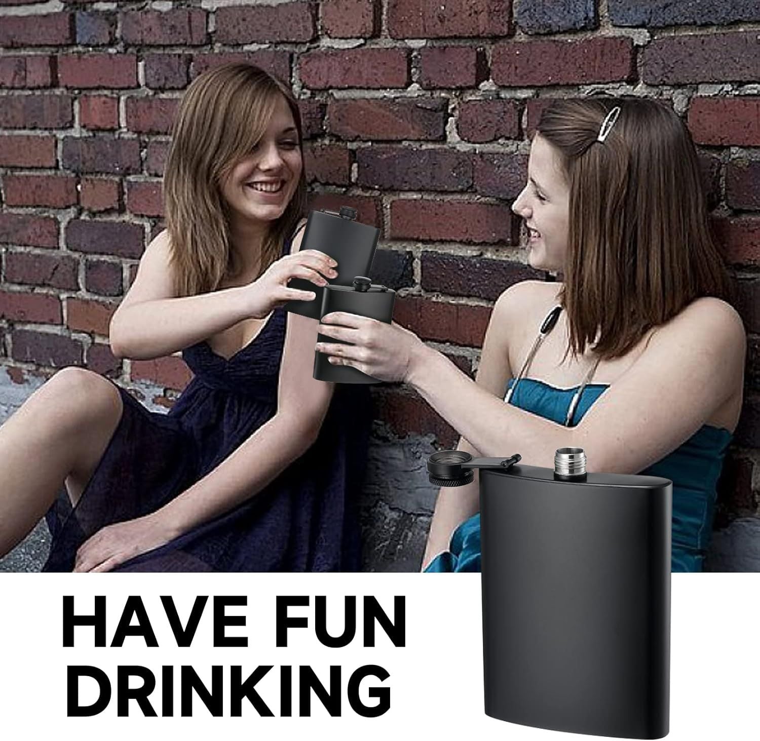 2 Pack Hip Flasks for Liquor, 8 Oz & 12 Oz Stainless Steel Leakproof Thin Flasks with Funnel for Men & Women V1259-DP01-H-00006