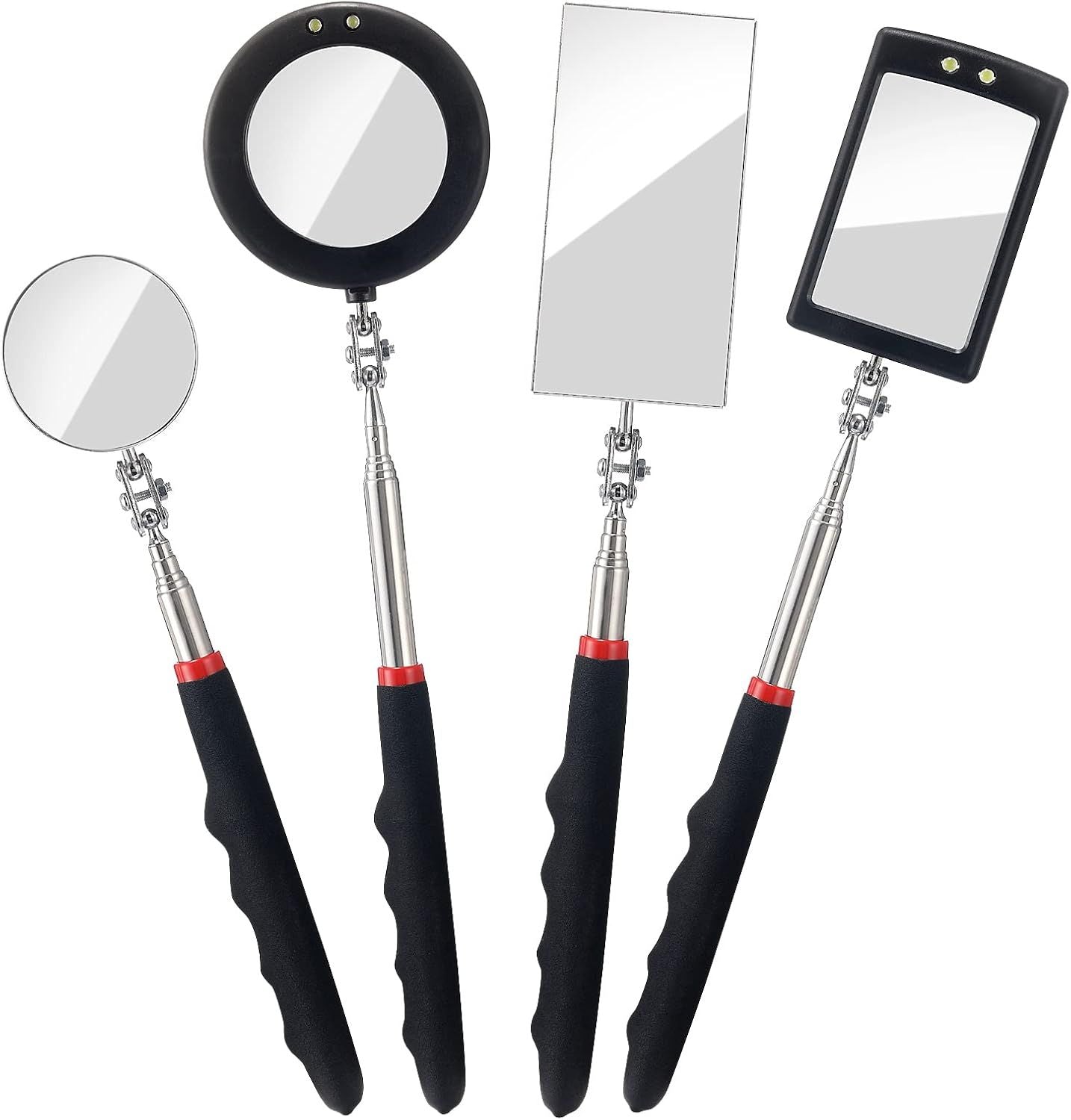 4PCS Telescoping Inspection Mirror LED Lighted Inspection Mirror for Mechanic Checking Vehicle, Car, V1259-DP01-H-00007