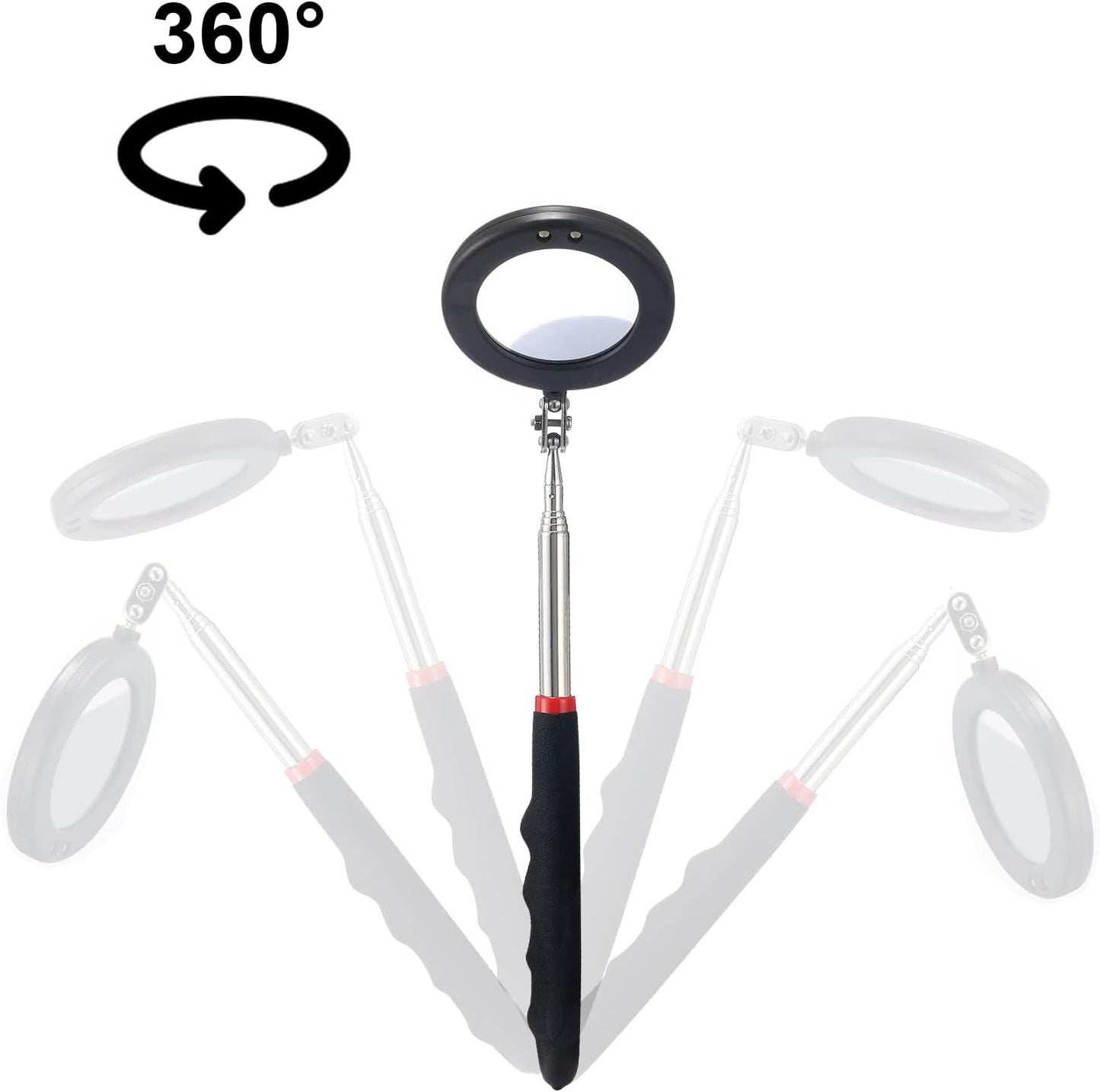 4PCS Telescoping Inspection Mirror LED Lighted Inspection Mirror for Mechanic Checking Vehicle, Car, V1259-DP01-H-00007