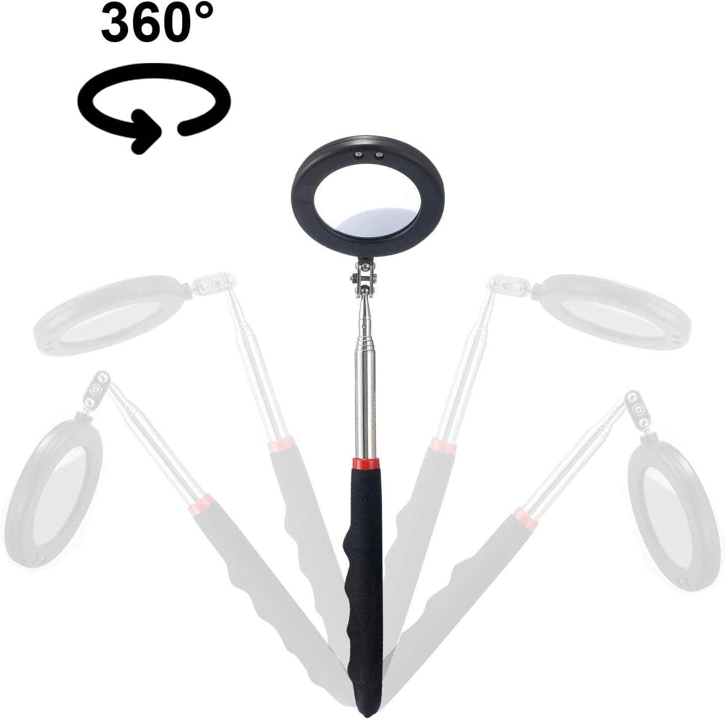 4PCS Telescoping Inspection Mirror LED Lighted Inspection Mirror for Mechanic Checking Vehicle, Car, V1259-DP01-H-00007