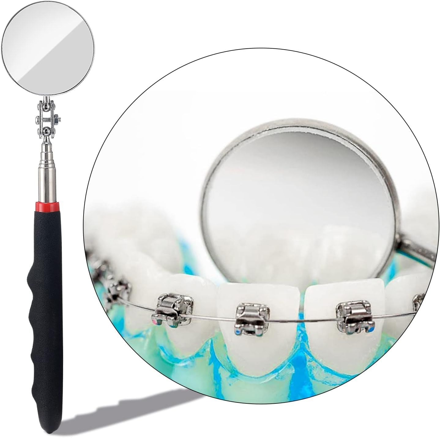 4PCS Telescoping Inspection Mirror LED Lighted Inspection Mirror for Mechanic Checking Vehicle, Car, V1259-DP01-H-00007
