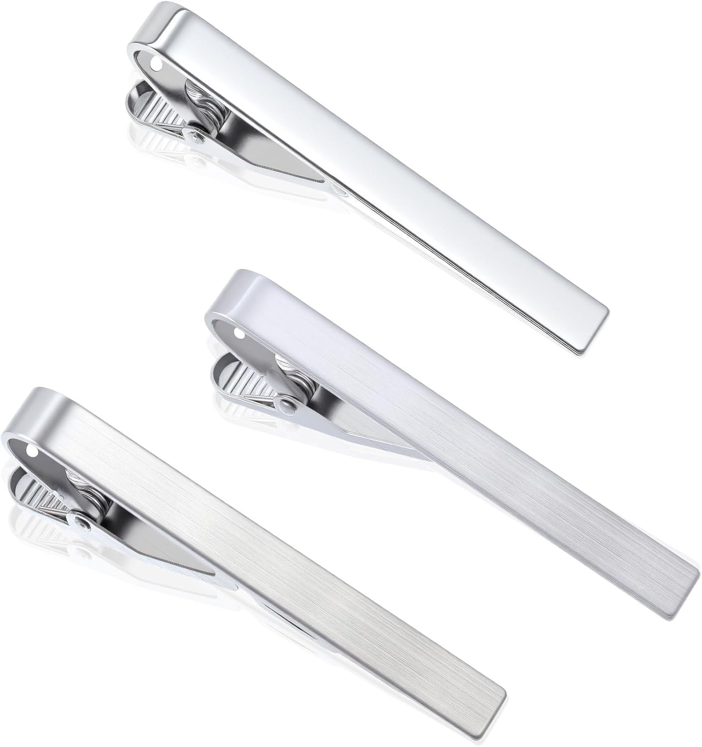 3 Pack Silver Tie Clips for Men, Classic Tie Clips for Men Silver with Adjustable Clasp Ideal for V1259-DP01-H-00012