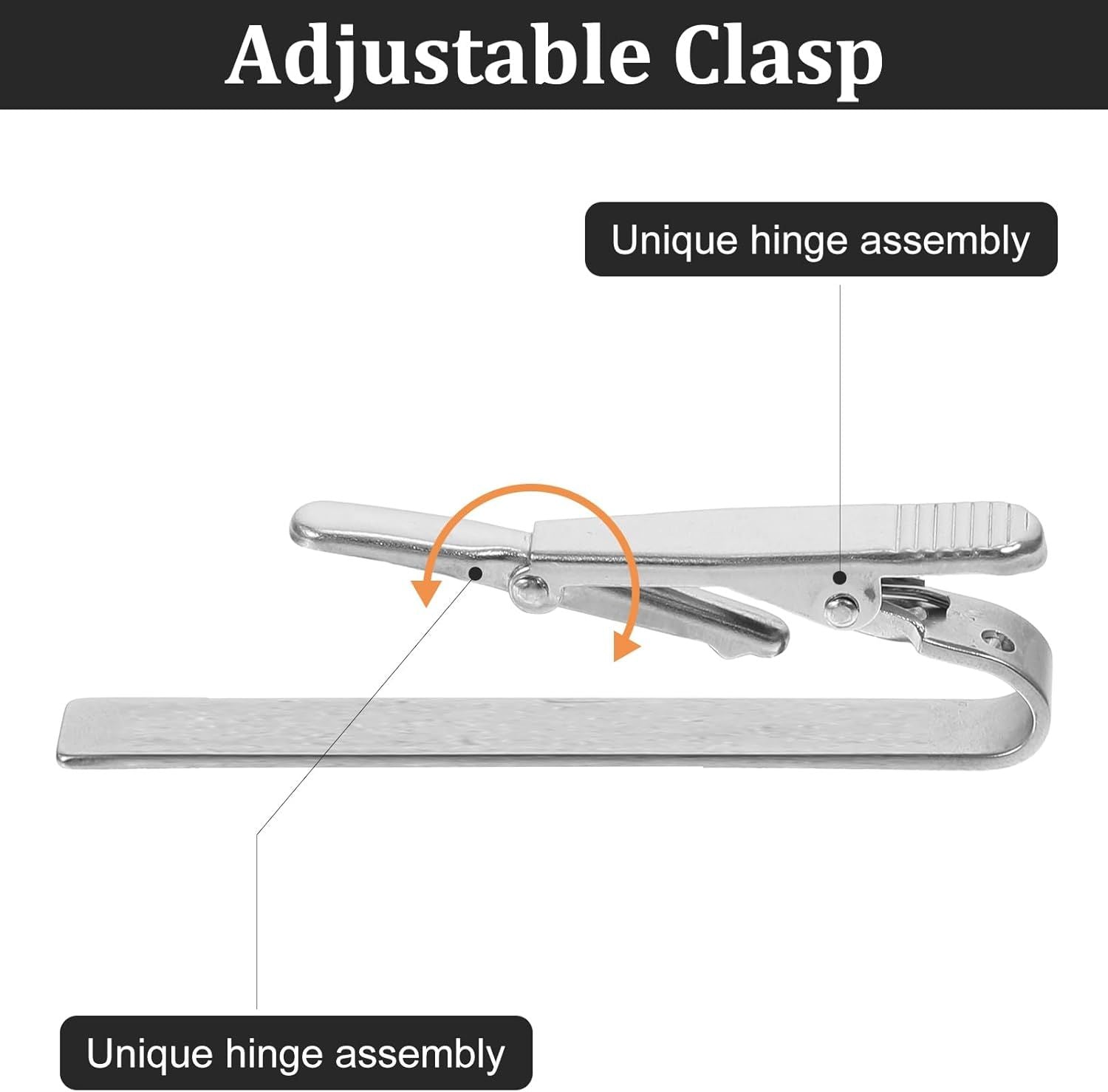3 Pack Silver Tie Clips for Men, Classic Tie Clips for Men Silver with Adjustable Clasp Ideal for V1259-DP01-H-00012