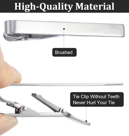 3 Pack Silver Tie Clips for Men, Classic Tie Clips for Men Silver with Adjustable Clasp Ideal for V1259-DP01-H-00012