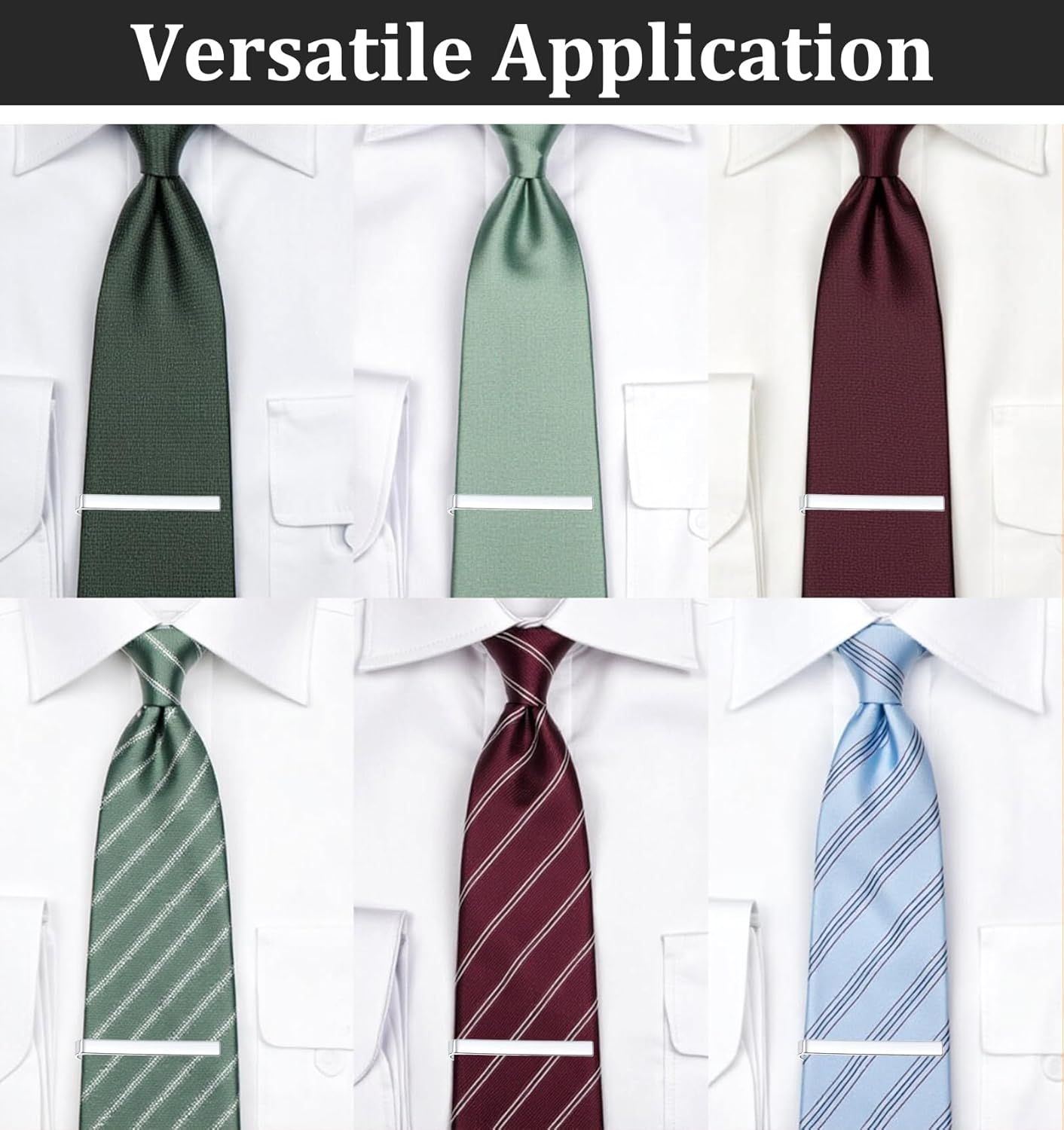 3 Pack Silver Tie Clips for Men, Classic Tie Clips for Men Silver with Adjustable Clasp Ideal for V1259-DP01-H-00012