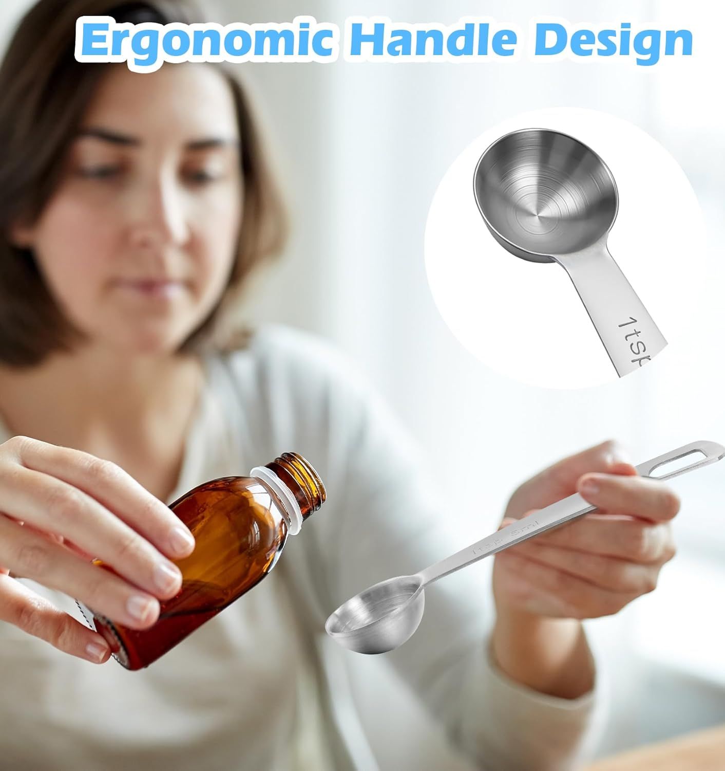 1 Teaspoon Measuring Spoons, 3Pcs Stainless Steel Short Design Kitchen Tools for Precise Cooking, Baking and V1259-DP01-H-00015