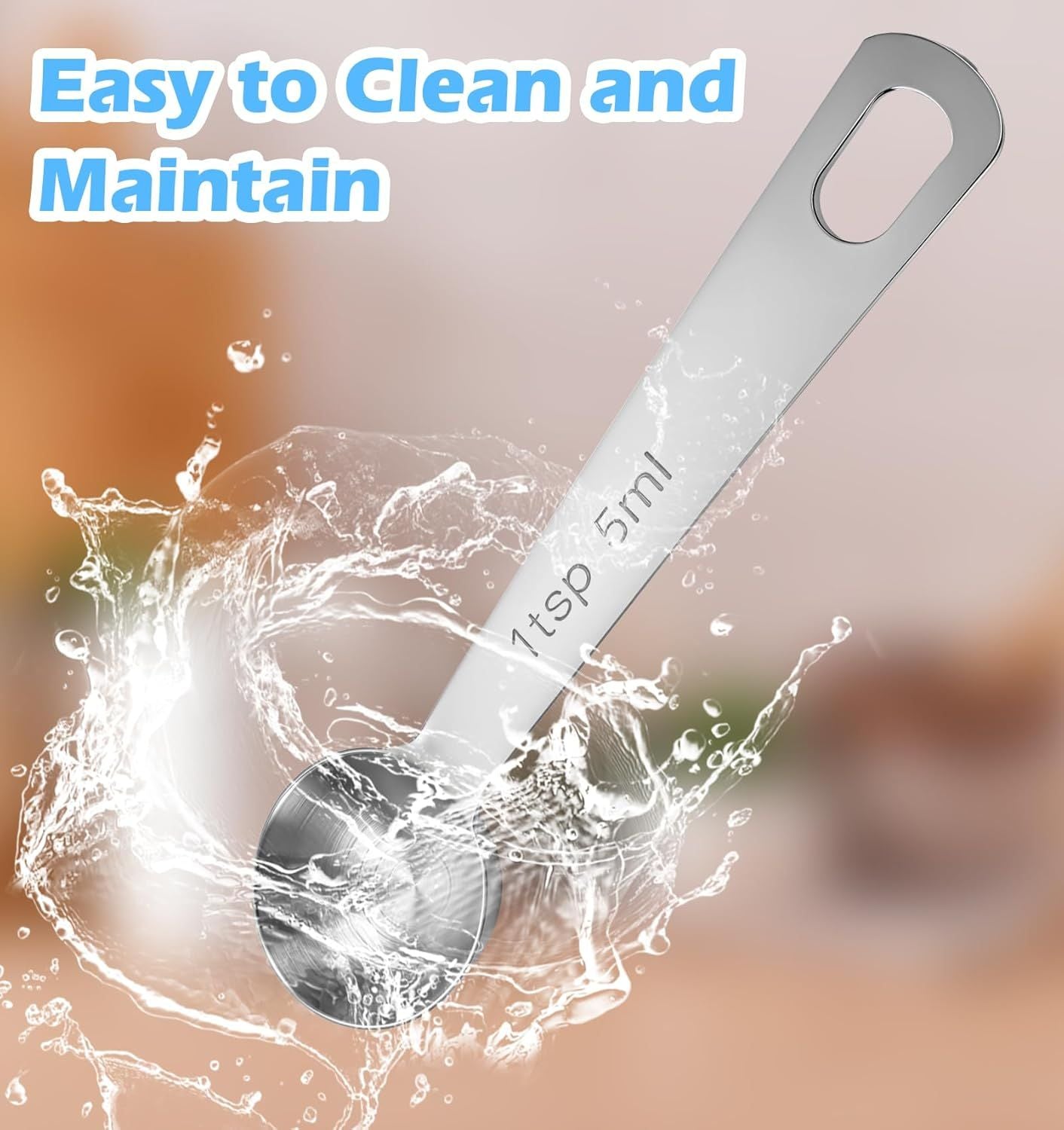 1 Teaspoon Measuring Spoons, 3Pcs Stainless Steel Short Design Kitchen Tools for Precise Cooking, Baking and V1259-DP01-H-00015