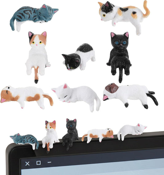 8Pcs Cat Desk Accessories, Cute Resin Mini Cat Desk Figurines for Monitor, Car Dashboard & Desk-Decor, V1259-DP01-H-00016