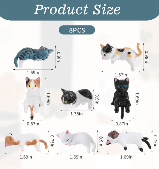 8Pcs Cat Desk Accessories, Cute Resin Mini Cat Desk Figurines for Monitor, Car Dashboard & Desk-Decor, V1259-DP01-H-00016