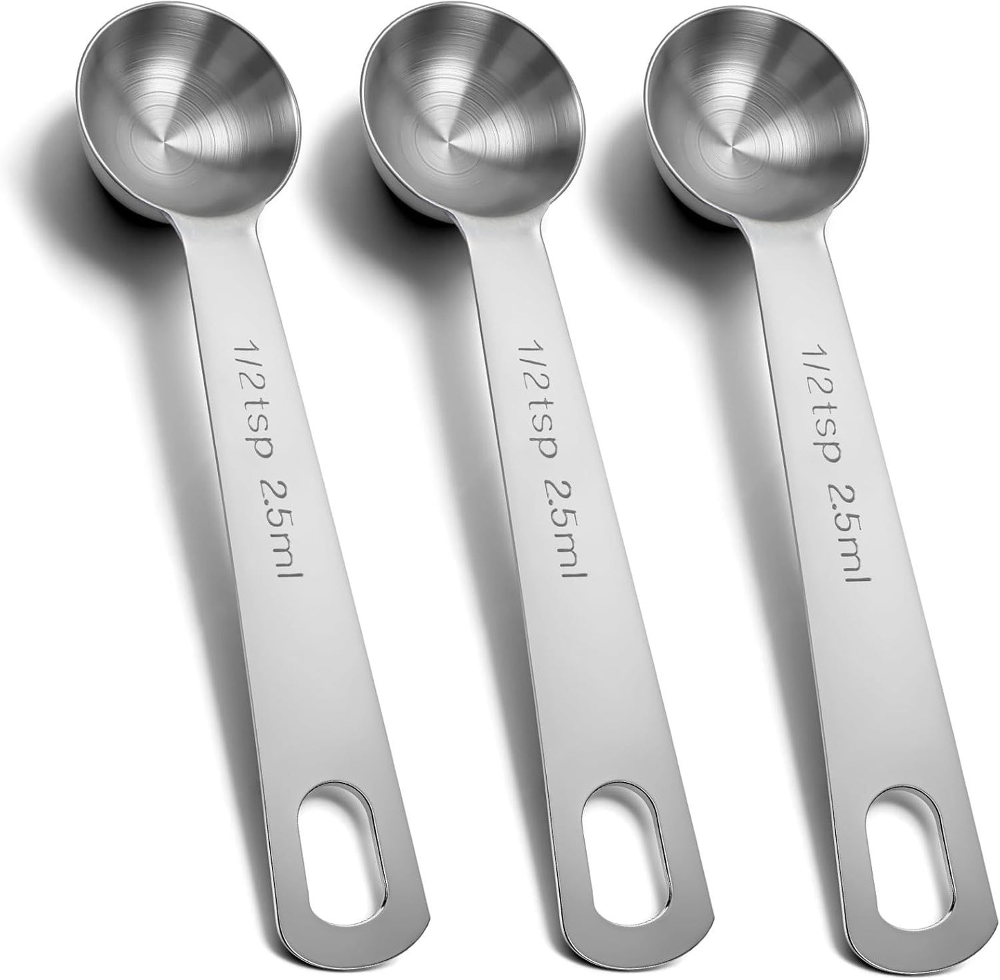 1/2 Teaspoon Measuring Spoons, 3Pcs Stainless Steel Short Design Kitchen Tools for Precise Cooking Baking V1259-DP01-H-00017