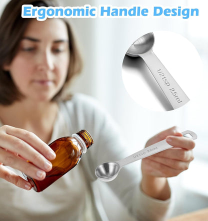 1/2 Teaspoon Measuring Spoons, 3Pcs Stainless Steel Short Design Kitchen Tools for Precise Cooking Baking V1259-DP01-H-00017