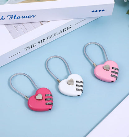 Pink Locker Lock, 3Pcs Heart Shaped Lock, Heart Locks for Suitcase & Locker (3 Colors) V1259-DP01-H-00021