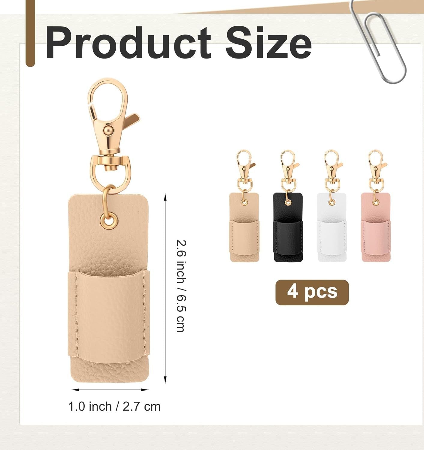 Lanyard Pen Holder, 4 Pcs Anti-lost Leather Badge Pen Holder for Lanyard & Badge Reel (Multi-colored) V1259-DP01-H-00023