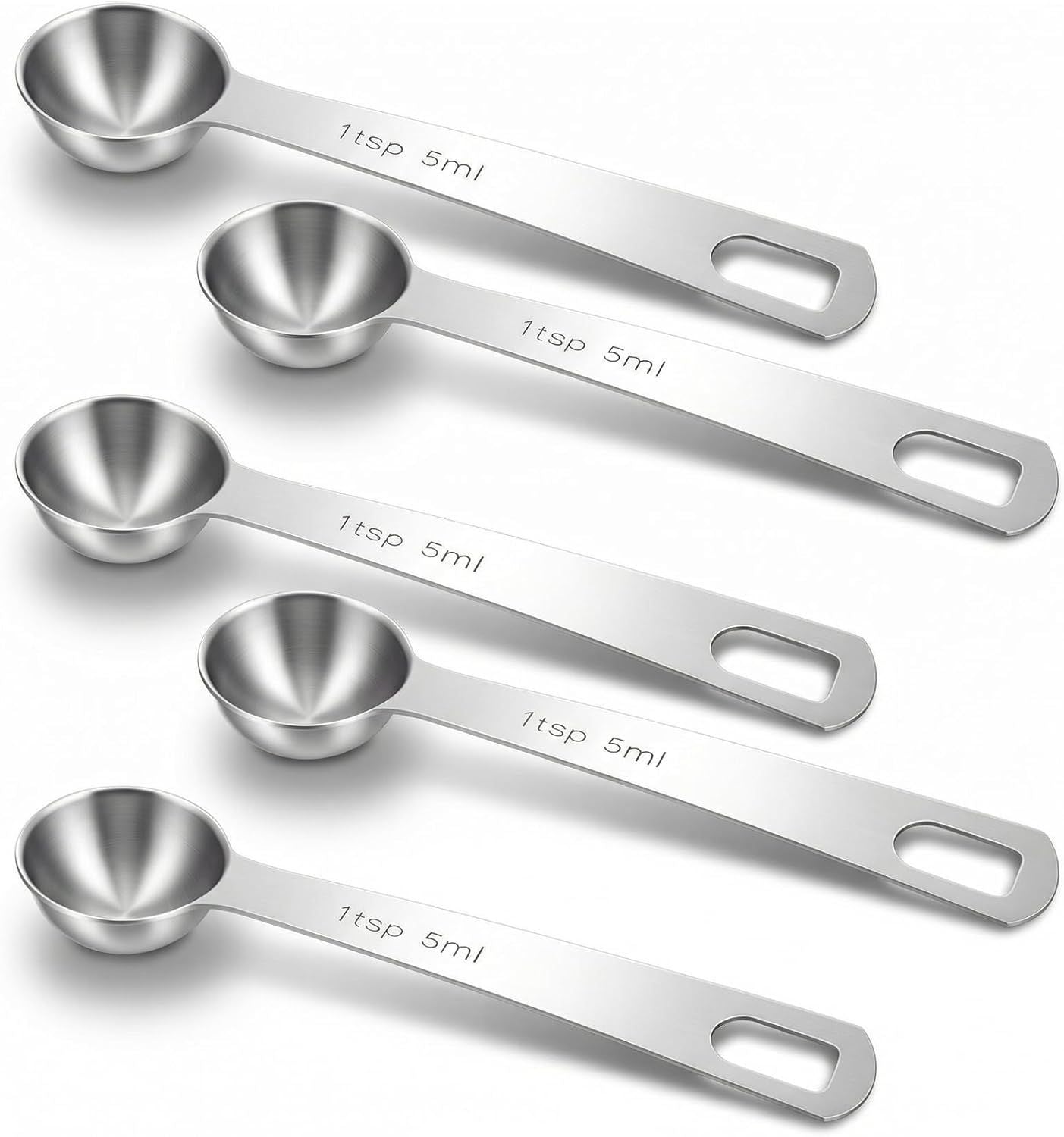 5PCS Teaspoon Measuring Spoon, 4.72 inch Stainless Steel 1 Tsp Measuring Spoon Set for Kitchen Ingredients V1259-DP01-H-00024