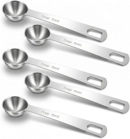 5PCS Teaspoon Measuring Spoon, 4.72 inch Stainless Steel 1 Tsp Measuring Spoon Set for Kitchen Ingredients V1259-DP01-H-00024