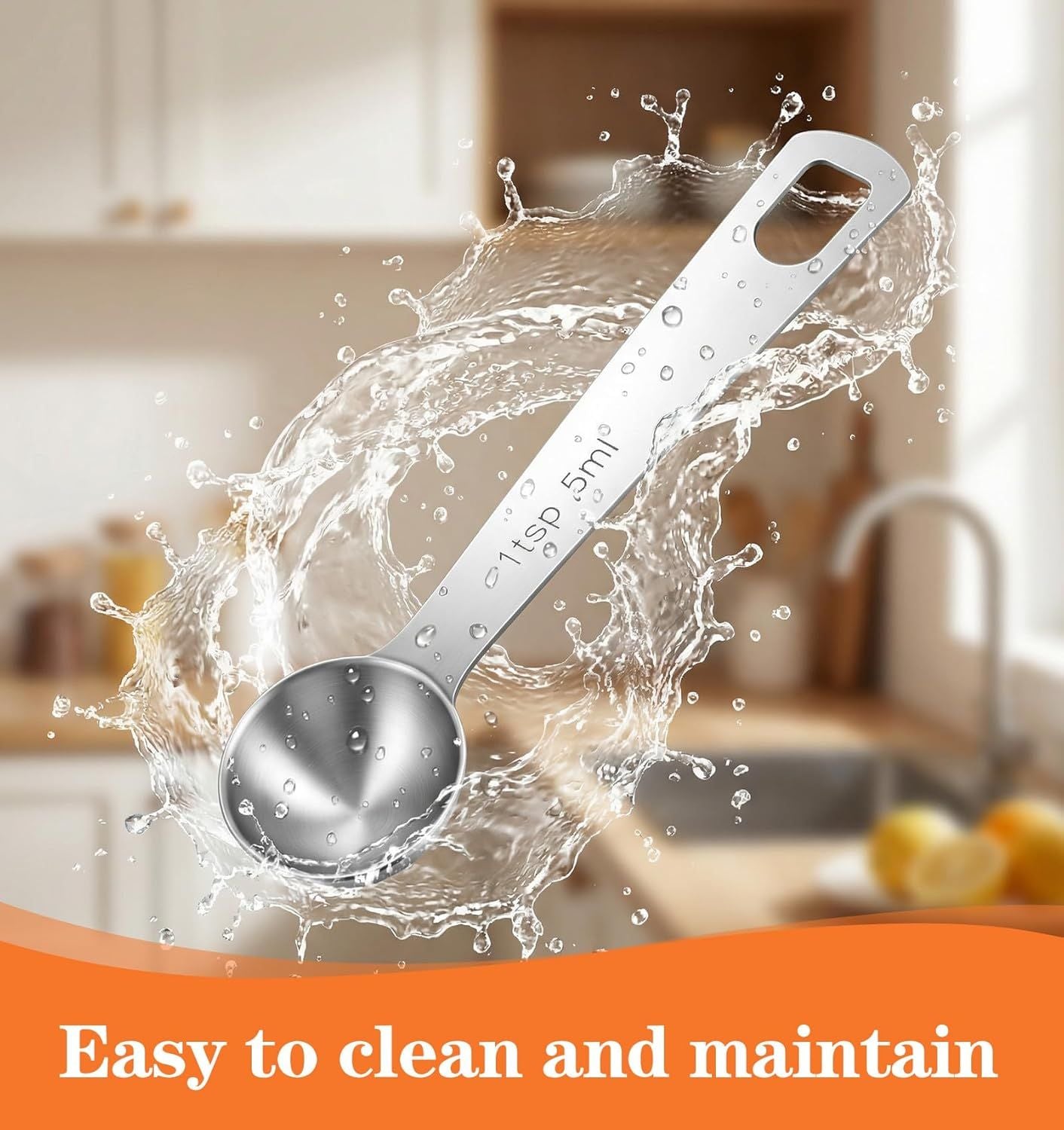 5PCS Teaspoon Measuring Spoon, 4.72 inch Stainless Steel 1 Tsp Measuring Spoon Set for Kitchen Ingredients V1259-DP01-H-00024
