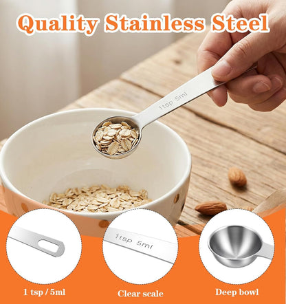 5PCS Teaspoon Measuring Spoon, 4.72 inch Stainless Steel 1 Tsp Measuring Spoon Set for Kitchen Ingredients V1259-DP01-H-00024