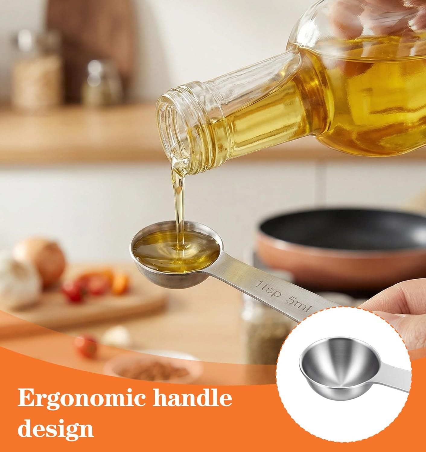 5PCS Teaspoon Measuring Spoon, 4.72 inch Stainless Steel 1 Tsp Measuring Spoon Set for Kitchen Ingredients V1259-DP01-H-00024