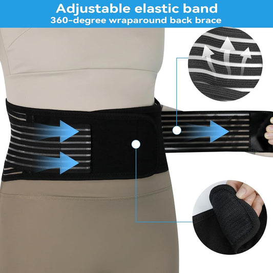 Back Support with Magnet, Tourmaline Magnetic Back Braces for Lower Back Pain Relief, Self Heating & Soothing V1259-DP01-H-00029